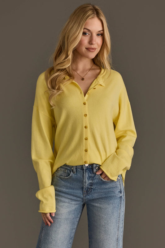 Yellow Button Up Cardigan