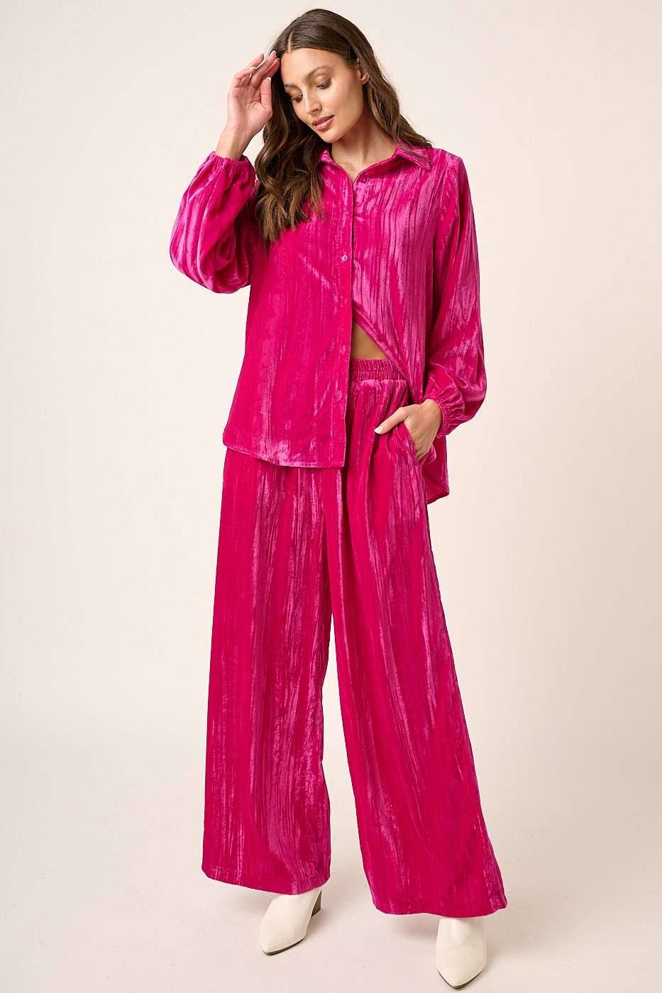 TEXTURED VELOUR LONG SLEEVE SHIRT