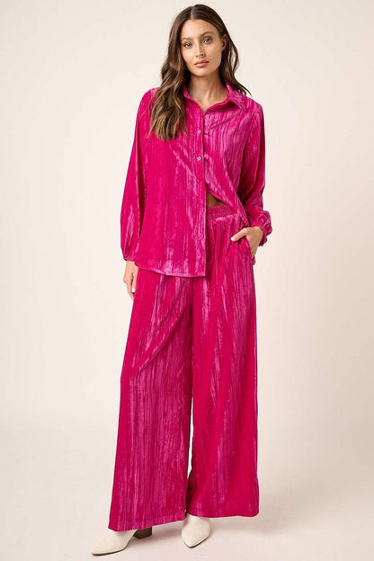 TEXTURED VELOUR LONG SLEEVE SHIRT