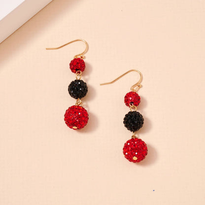 Game Day Rhinestone Dangling Earrings: Red/Black