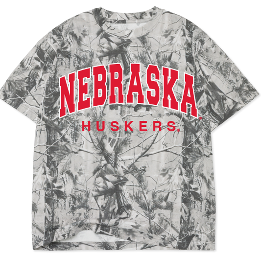 Nebraska Huskers Black/White Camo Tee