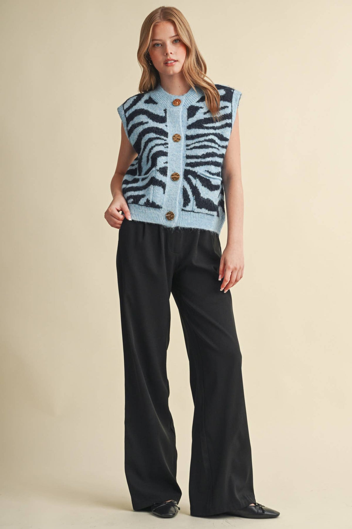 Tiger Stripe Sweater Vest: Blue