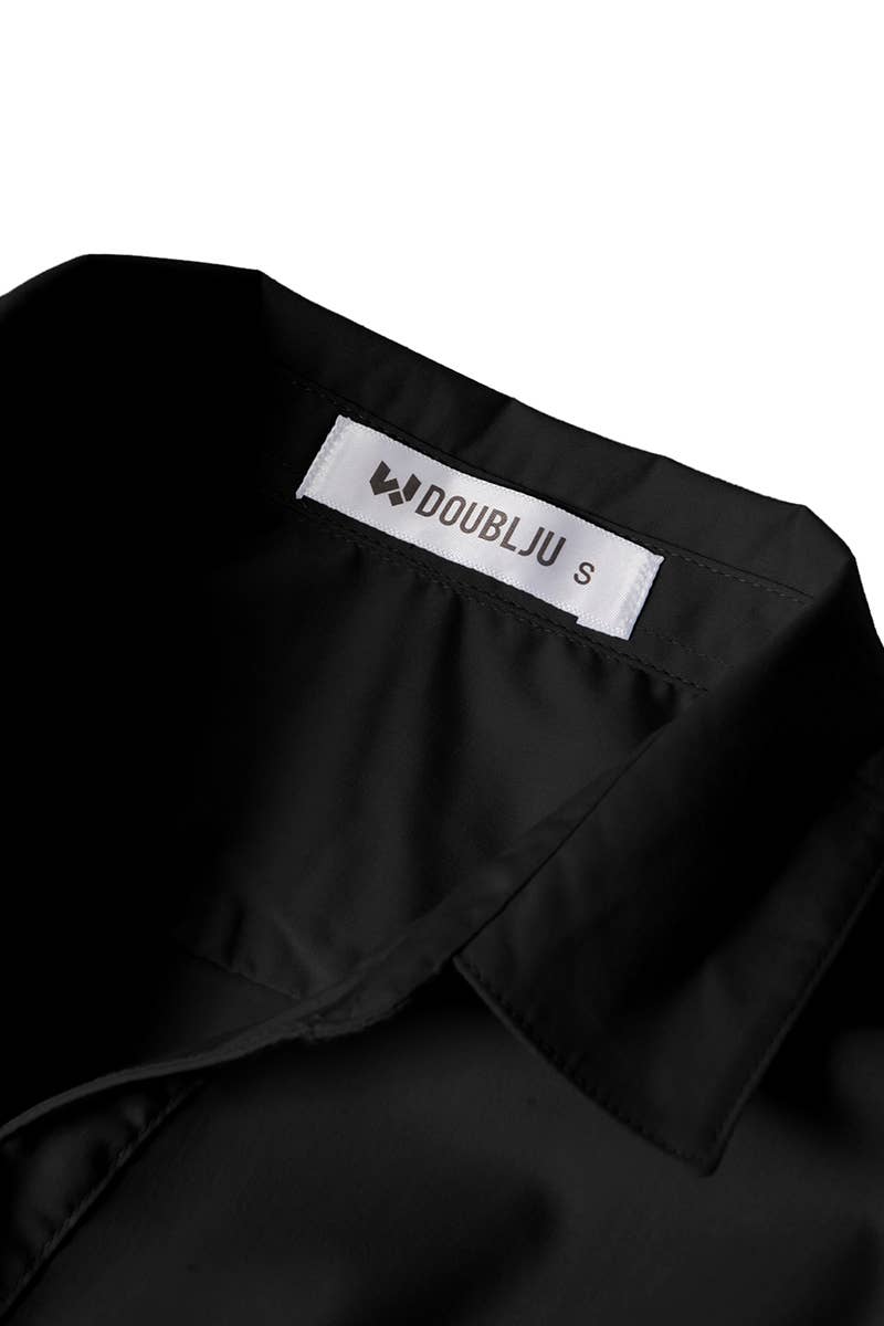 Button Down Long Sleeve Shirt: Black