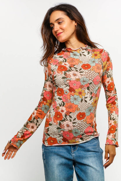 Fall Floral Mock Neck Top