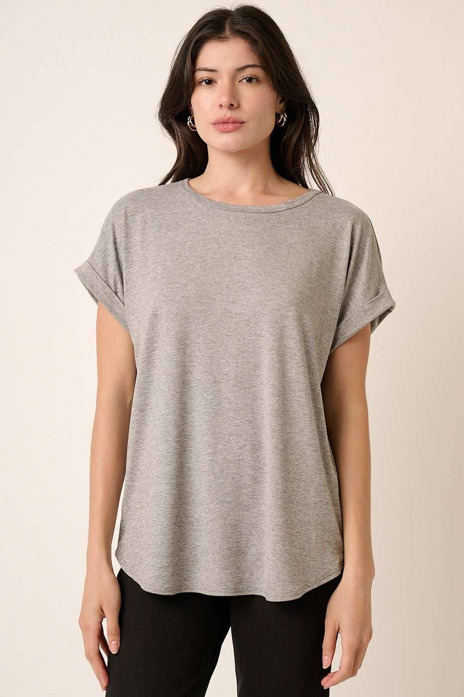 ROUND NECK DOLMAN SHORT SLEEVE TOP
