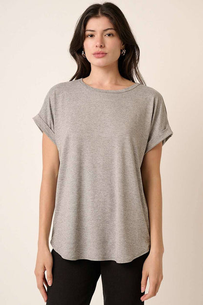 ROUND NECK DOLMAN SHORT SLEEVE TOP