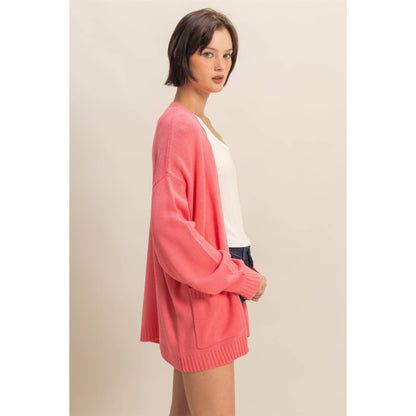 Oversized Cardigan With Pockets: TAFFY PINK