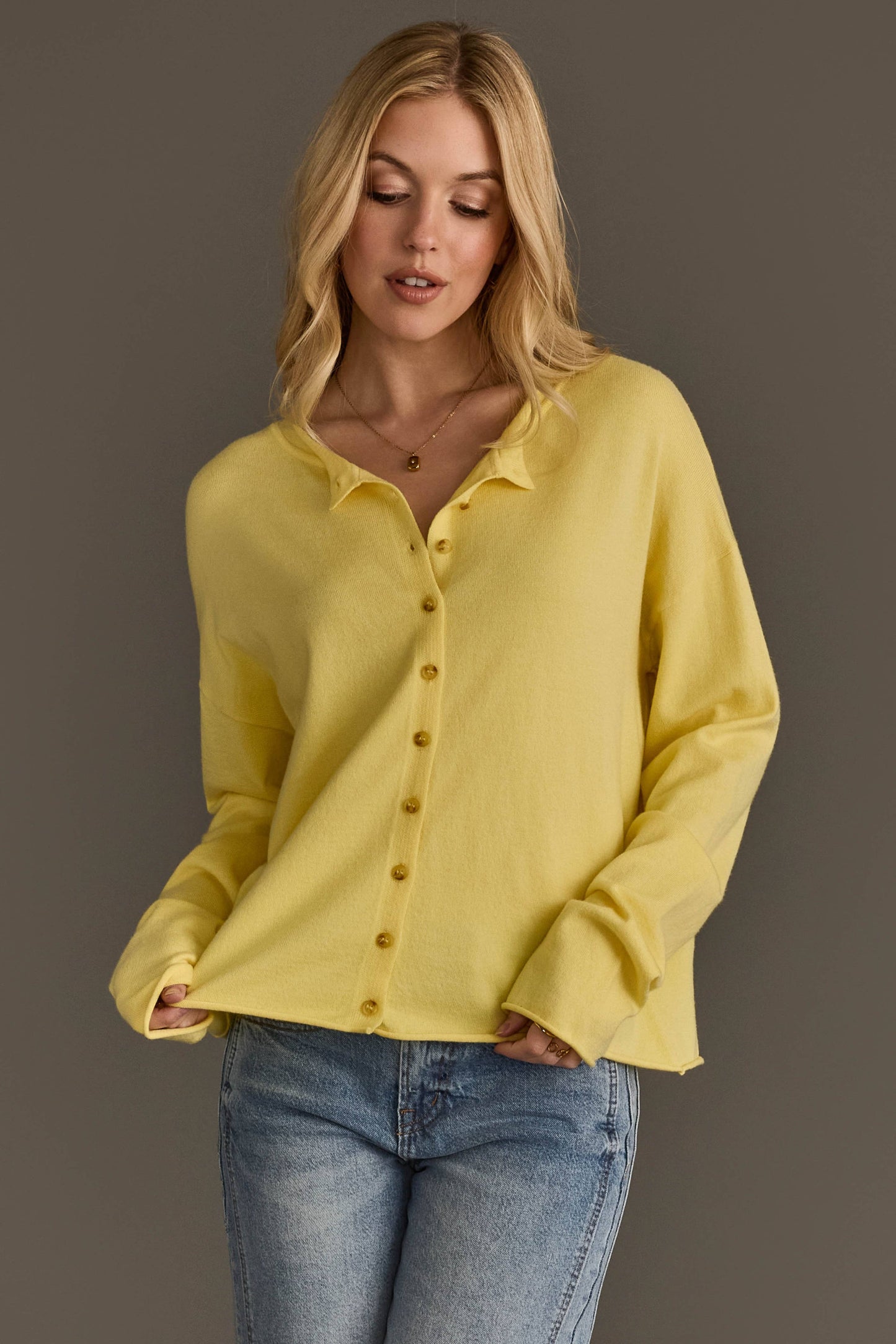 Yellow Button Up Cardigan