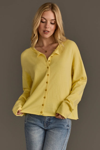 Yellow Button Up Cardigan