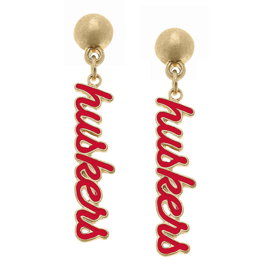 Nebraska Cornhuskers Enamel Script Earrings