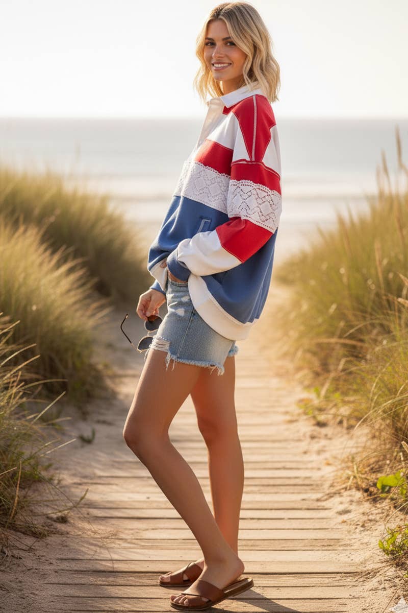 Americana Long Sleeve Polo