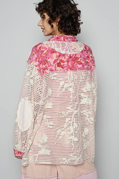 Blue Crochet Lace Floral Top