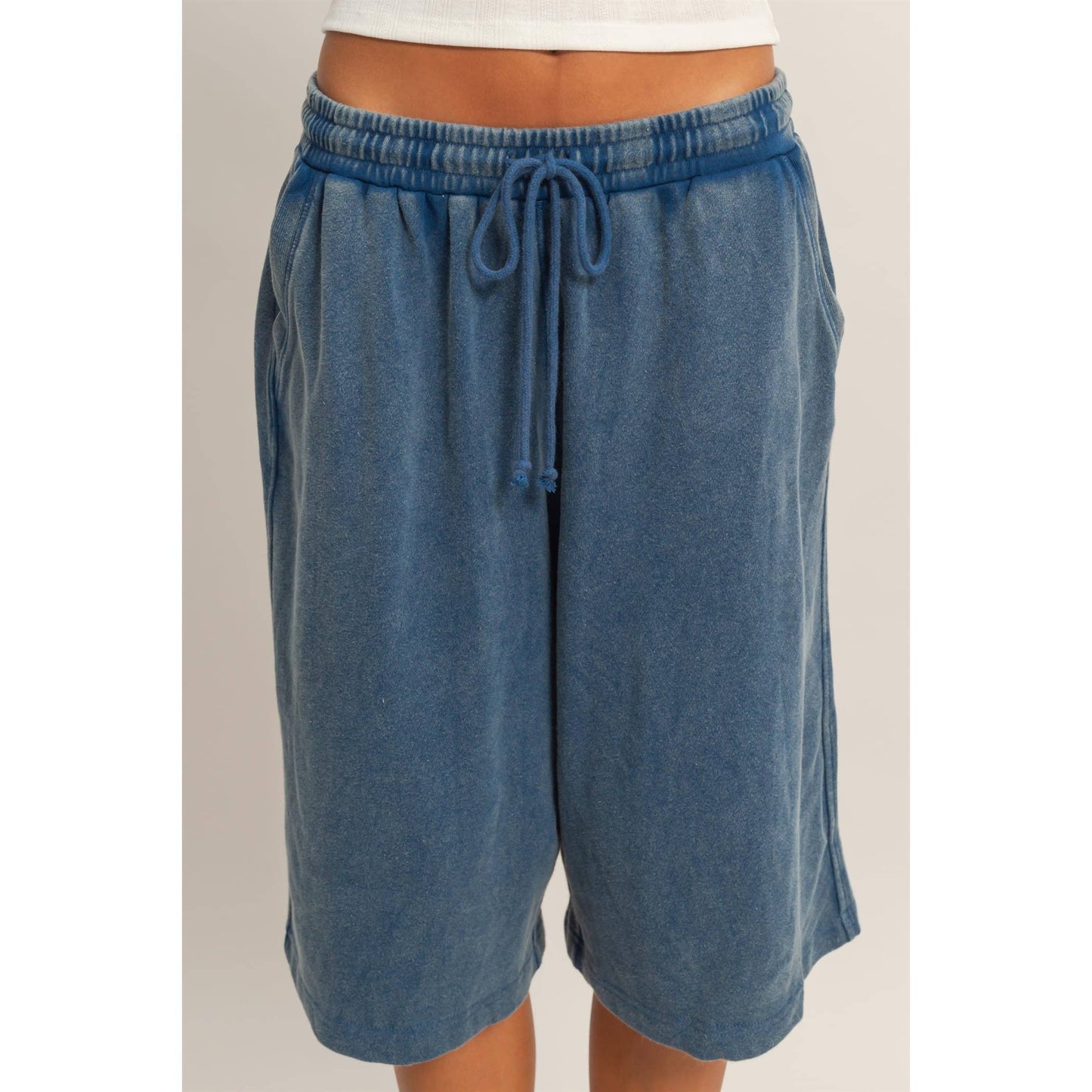 French Terry Bermuda Shorts: NAVY