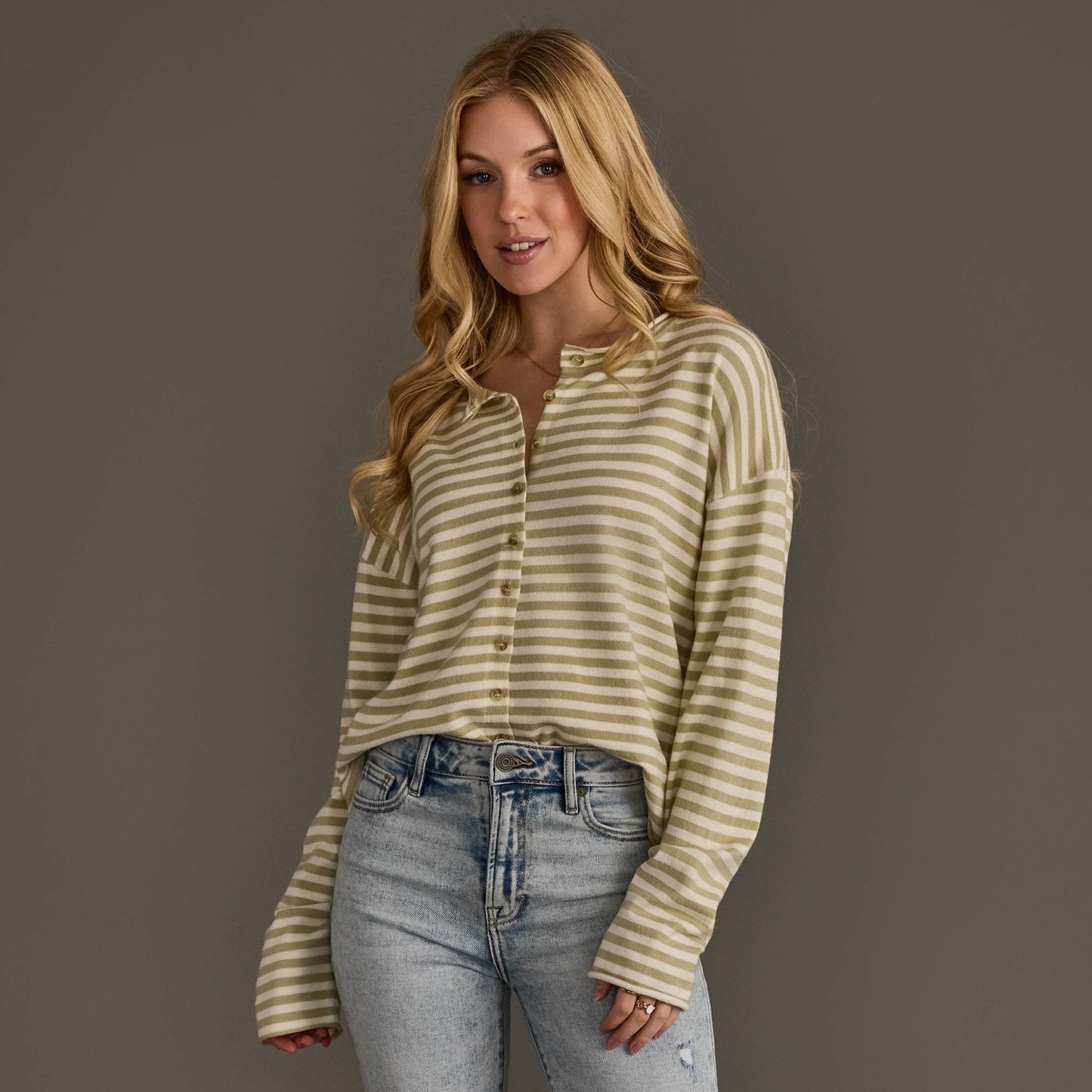 Lt. Green & Ivory Striped Cardigan