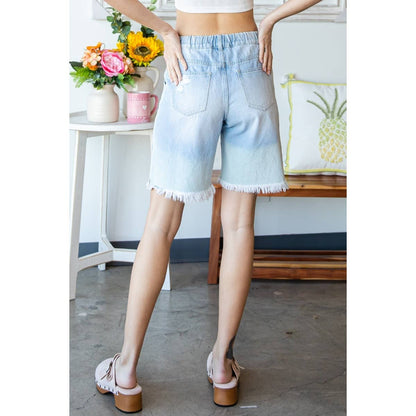 Elastic Waist Denim Shorts: LT Denim