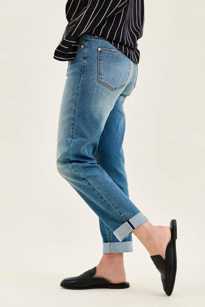 MR Boyfriend Cool Denim w/ Cross Back Belt Loops: MD