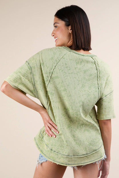 Mineral Washed Oversized Sage Top