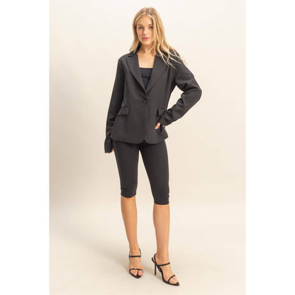 Single Button Blazer: BLACK