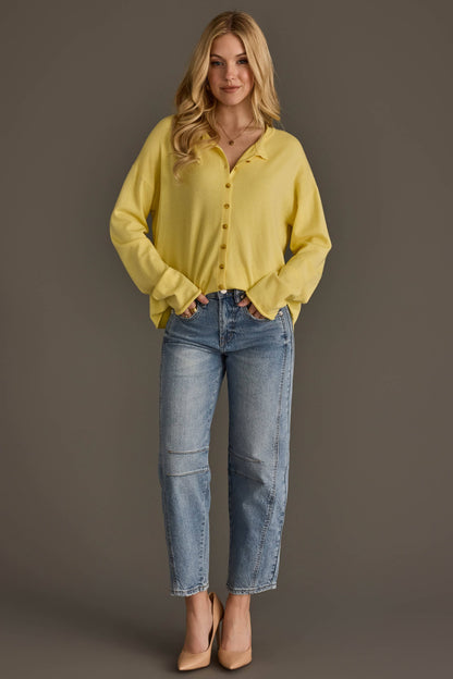 Yellow Button Up Cardigan