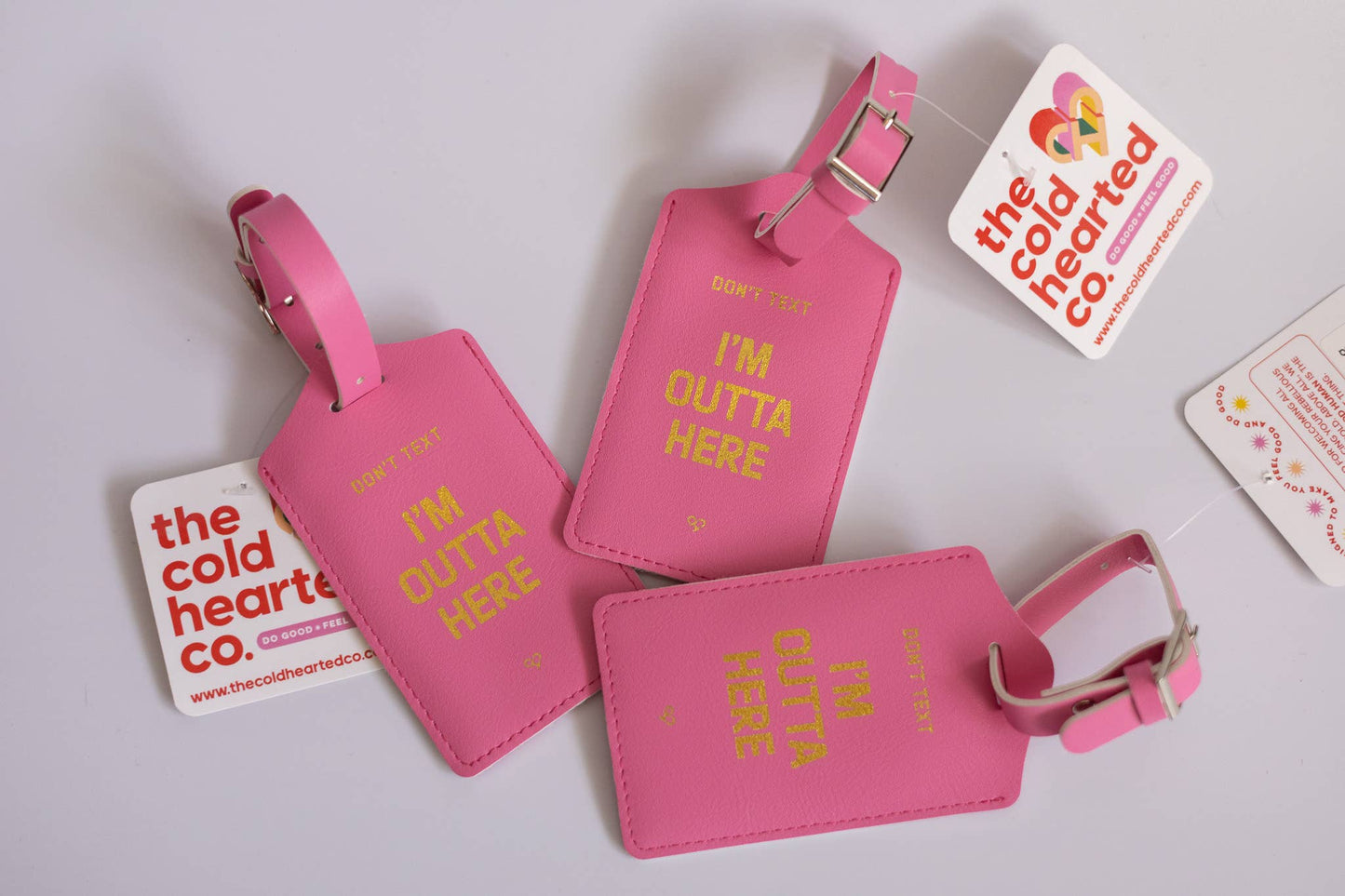 Don't Text I'm Outta Here Luggage Tag Pink