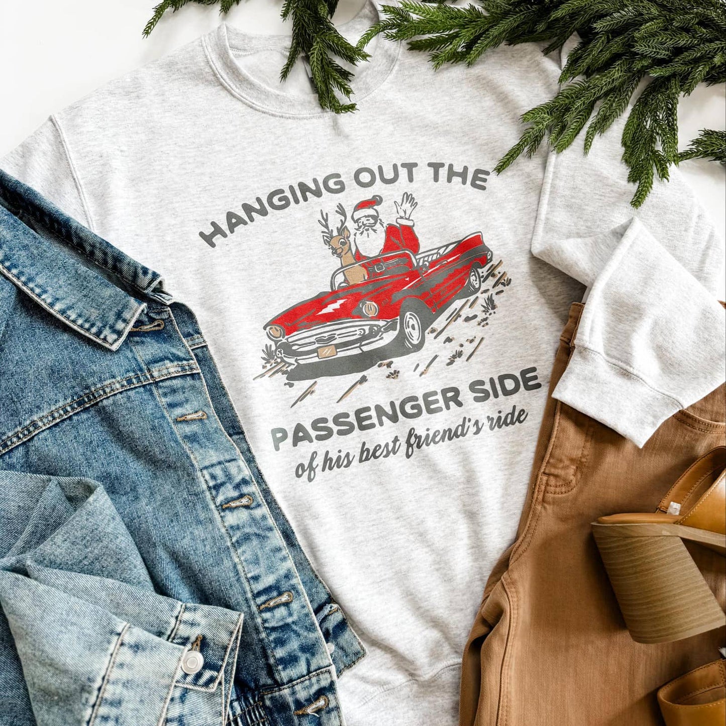 Passenger Side Santa & Rudolph Sweatshirt