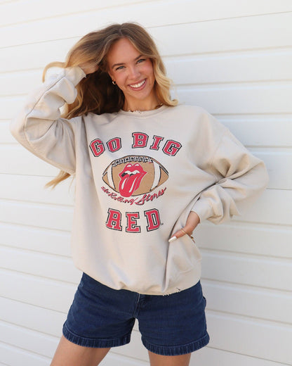 Go Big Red Football Thrifted Sweatshirt