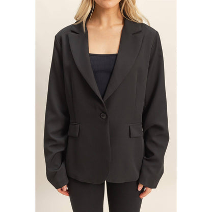 Single Button Blazer: BLACK
