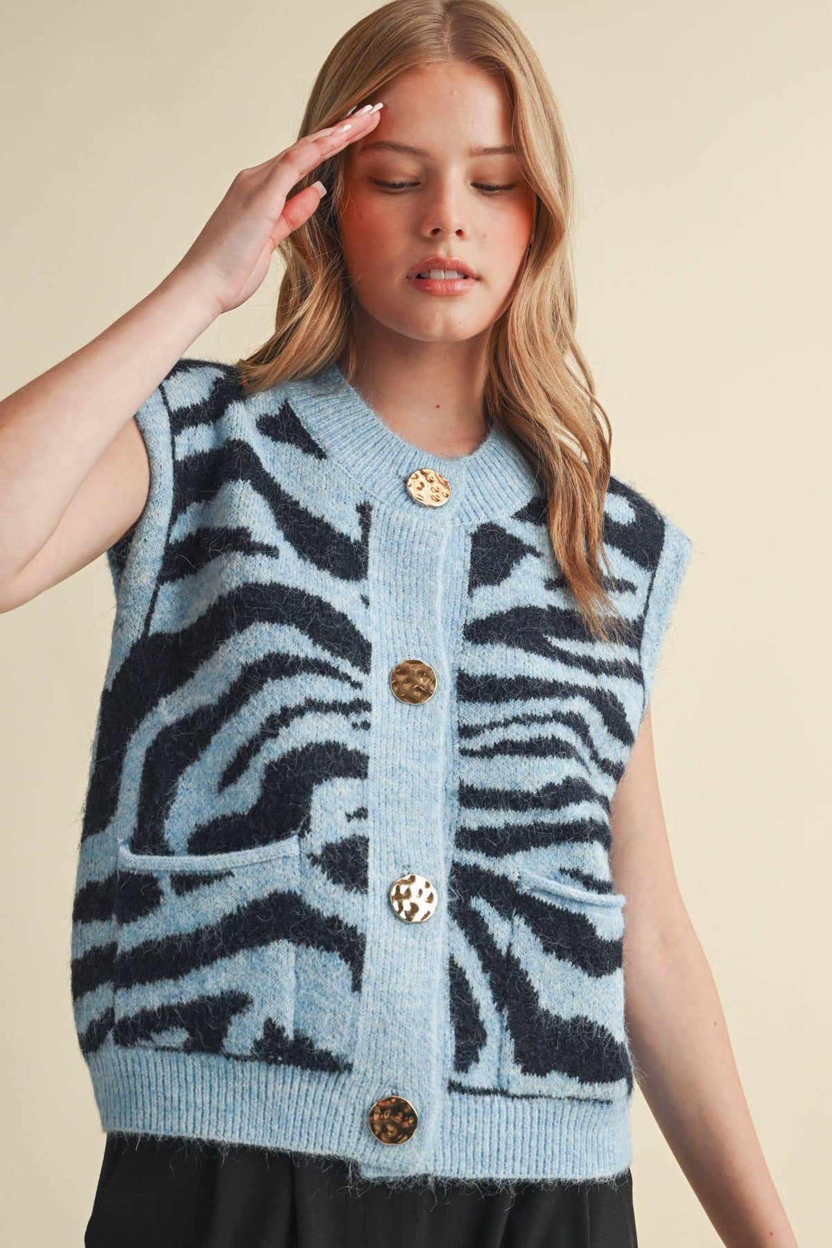 Tiger Stripe Sweater Vest: Blue