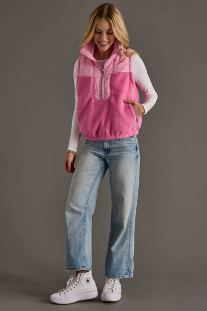 Lt. Pink Colorblock Sherpa Vest