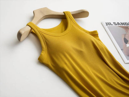 Rib Soft tank top w built in bra: Mustard