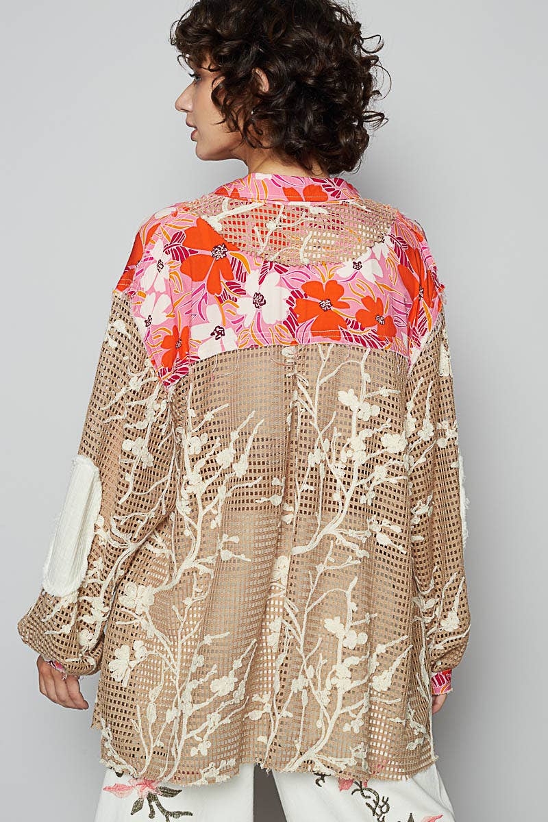 Blue Crochet Lace Floral Top