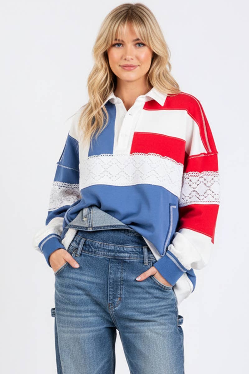 Americana Long Sleeve Polo