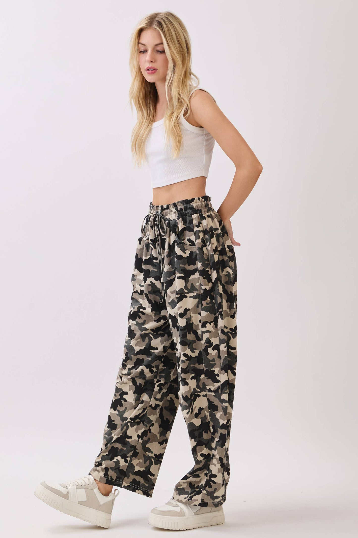 Camo Terry Barrel Pants
