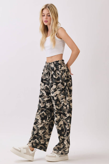 Camo Terry Barrel Pants