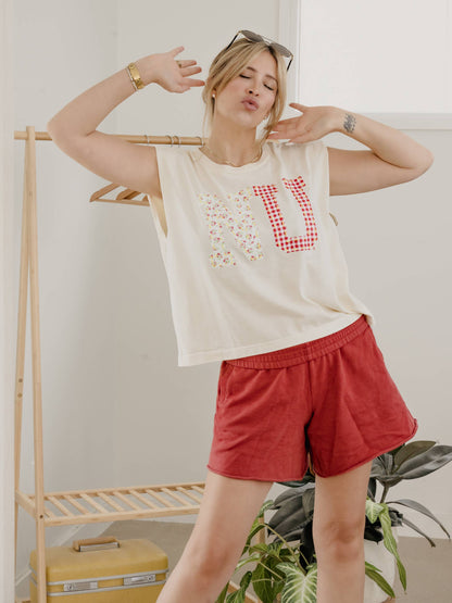 Nebraska Huskers Quilted Puff Ink Off White Tank