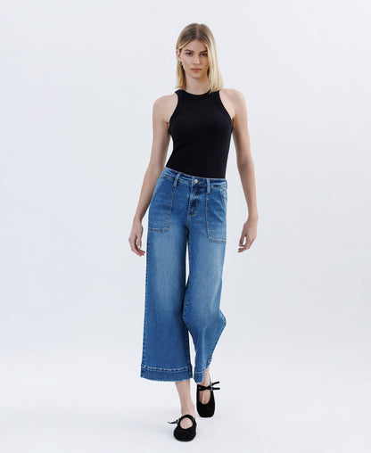 HR Crop Wide Leg Utility Jean