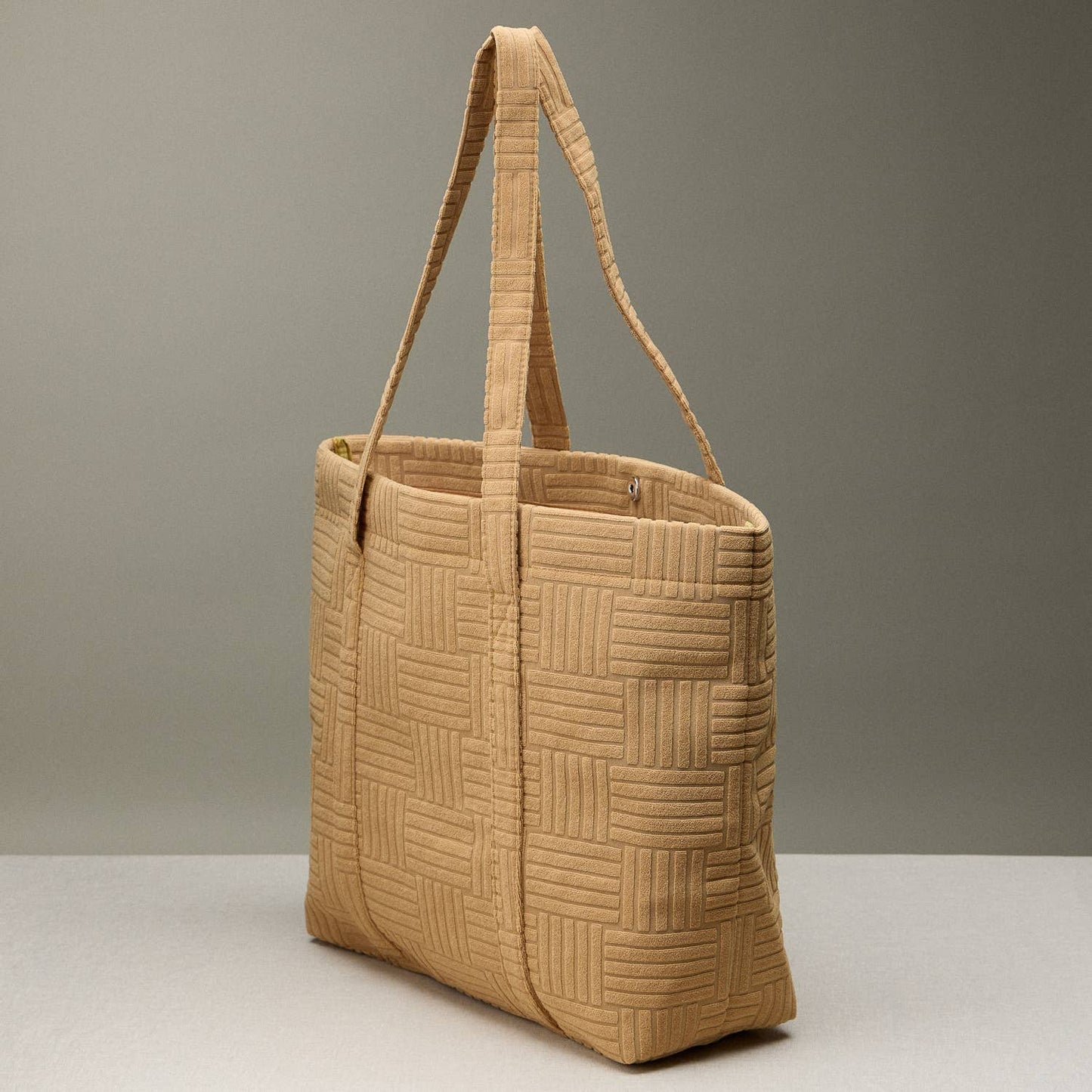 Quilted Tote Bag with Woven Texture
