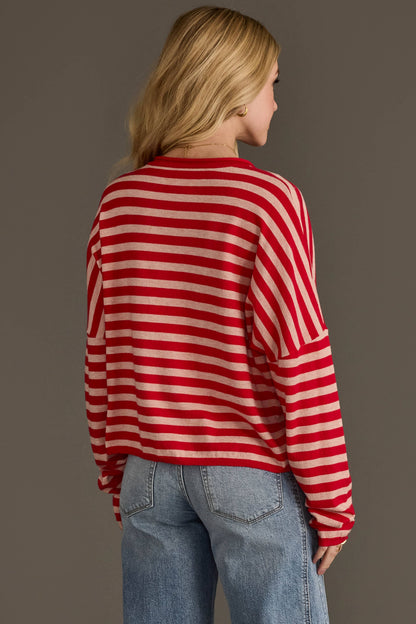Red & Lt. Pink Striped Cardigan