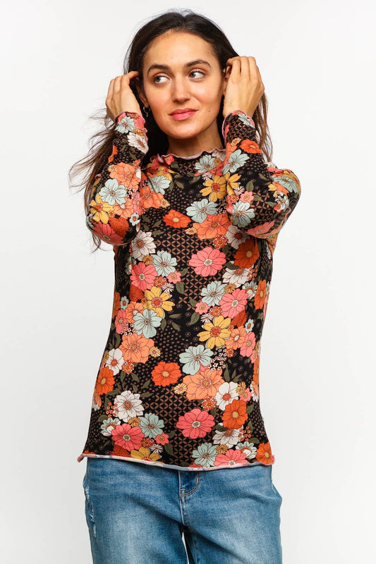 Fall Floral Mock Neck Top