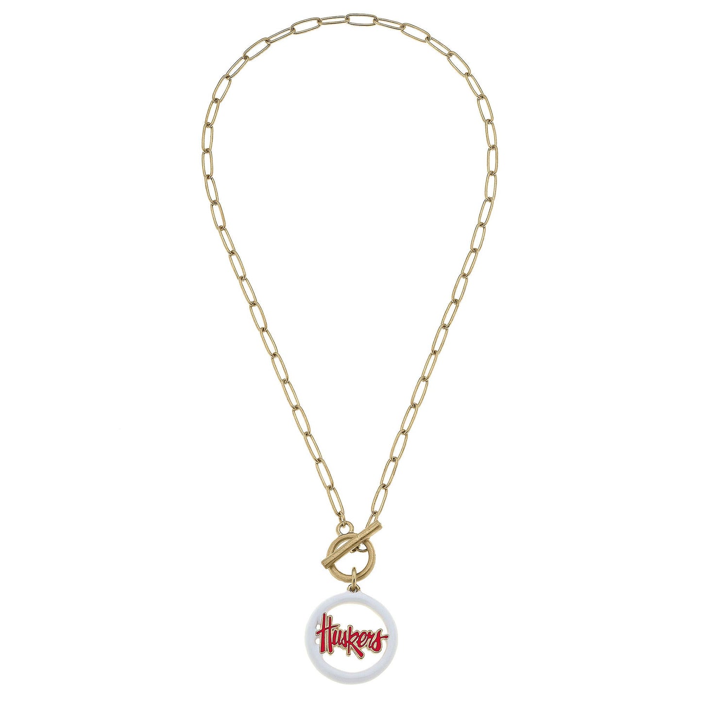 Nebraska Cornhuskers Logo Enamel T-Bar Necklace