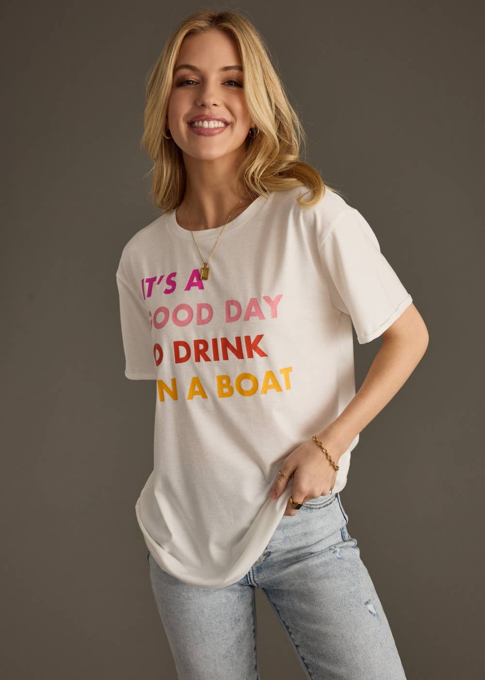 White Drink On A Boat Tee