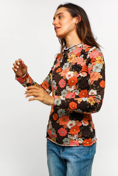 Fall Floral Mock Neck Top