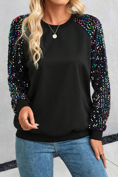 Sequin Sleeve Crewneck