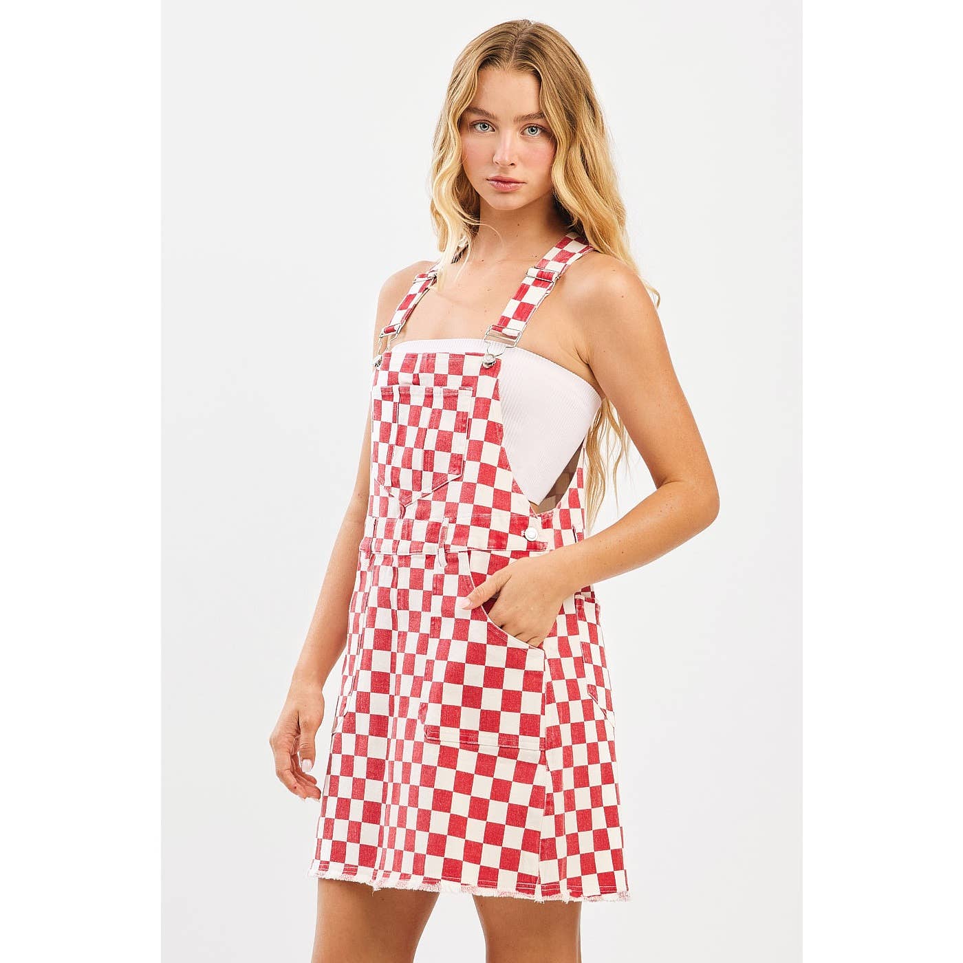 Game Day Checkered Overall Mini Dress