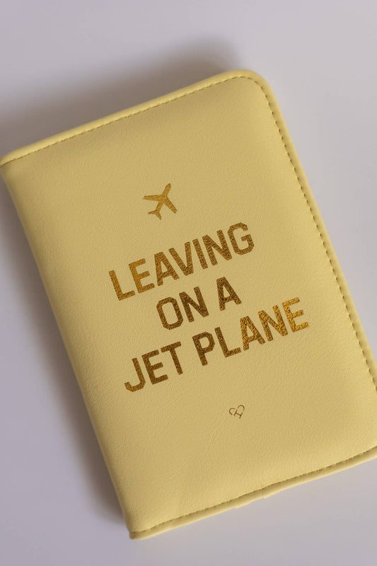 Leaving On A Jet Plane Passport Cover Wallet Pastel Yellow