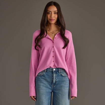 Fuchsia Button Up Cardigan