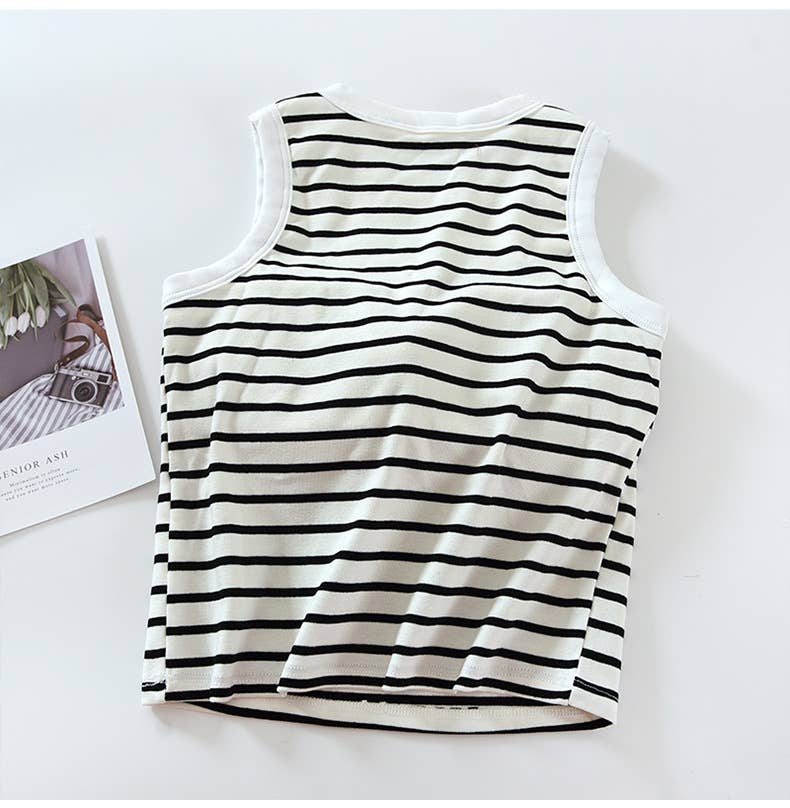 Stripe Tank w Shelf Bra: White/Black