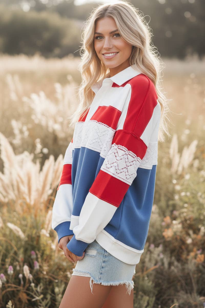 Americana Long Sleeve Polo