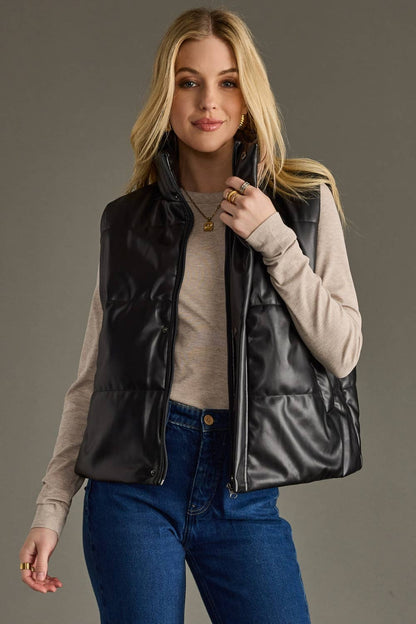 Black Faux Leather Vest