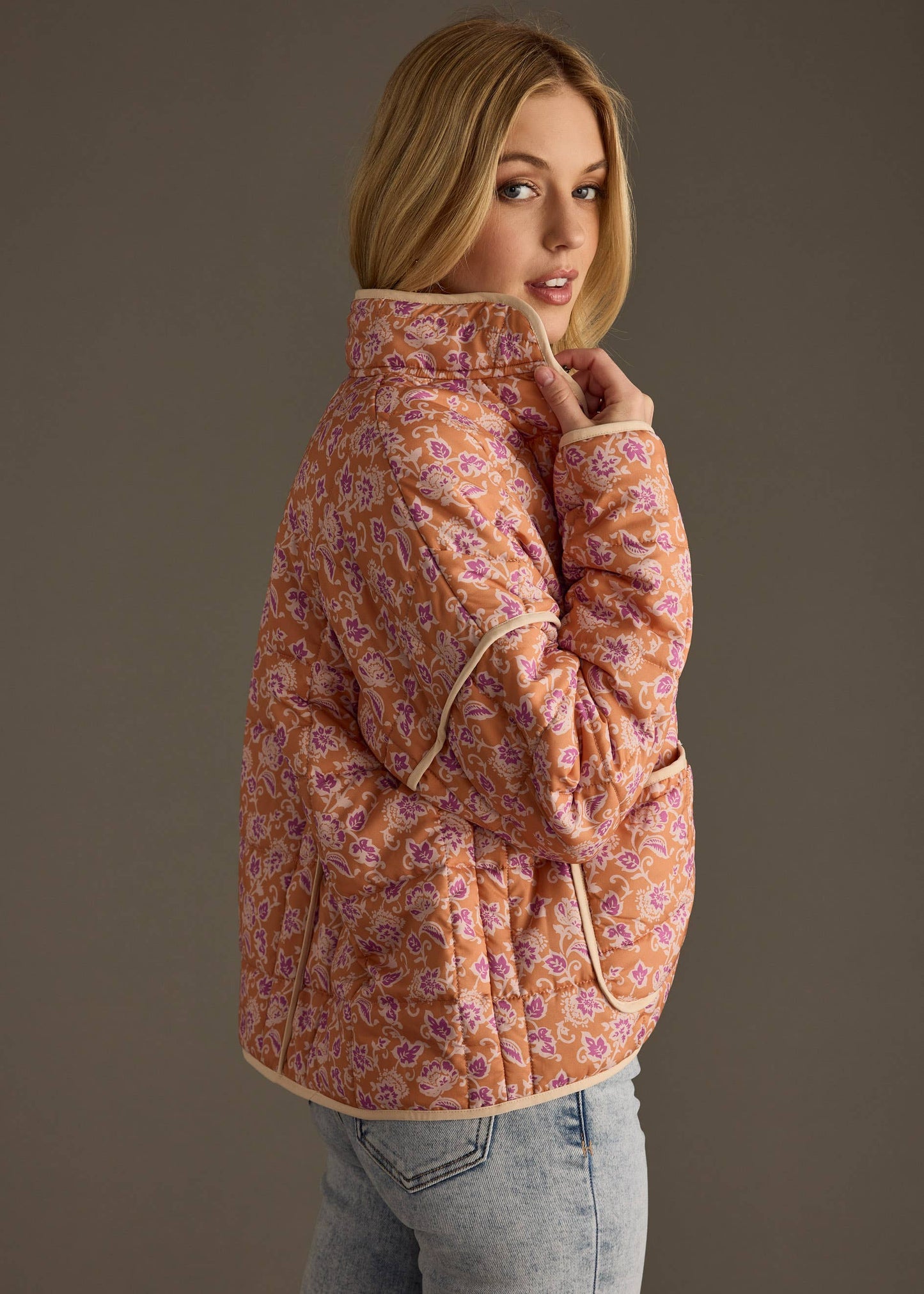 Orange, Puple & Cream Quilted Jacket